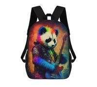 sinyumoney Rainbow Rockstar Panda Guitar Art Print 17inch Sac À Dos Scolaire Imprimé En 3D Pour Enfants, Style Décontracté Et Tendance, Idéal Pour Les Voyages Et Les Études.