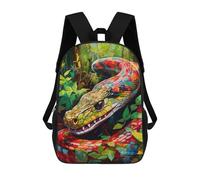 sinyumoney Rainbow Serpent in Lush Jungle Sacs À Dos Décontractés Pour Enfants, Sacs D'école Pour Adolescents, Filles Et Garçons, Sacs À Dos Pour Livres 17inch
