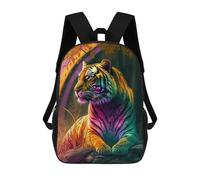 sinyumoney Rainbow Tiger in Forest Sacs À Dos Pour Enfants, Cartables 3D Personnalisés Pour Garçons Et Filles, Grands Sacs À Dos Scolaires Décontractés 17inch