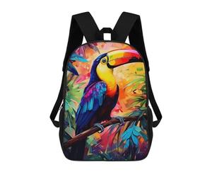 sinyumoney Rainbow Toucan in Paradise Sac À Dos Scolaire Pour Enfants, Grand Sac À Dos 3D, Cadeau Pour Enfants 17inch