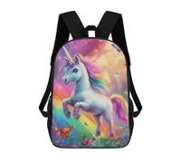 sinyumoney Rainbow Unicorn with Butterflies Sac À Dos Scolaire Pour Adolescents, Imprimé En 3D, Ajustable, À Poches Tendance, Pour Enfants, Garçons, Filles, Étudiants Et Adolescents 17inch