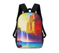 sinyumoney Rainbow Waterfall Landscape Sac À Dos Scolaire Imprimé En 3D Pour Enfants, Sac À Dos Garçon/fille, Sac De Voyage Pour Enfants 17inch