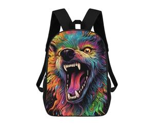 sinyumoney Rainbow Wolf Artwork Sac À Dos Scolaire Pour Enfants, Grand Sac À Dos 3D, Cadeau Pour Enfants 17inch