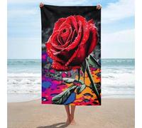 sinyumoney Raindrops on Red Rose - Lot de 1 Serviette de Plage Basique, absorbante, compacte, à séchage Rapide et sans Sable, idéale pour Spa, Salle de Sport et hôtel. Taille Unique.