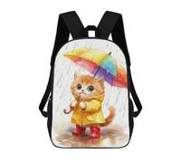 sinyumoney Rainy Day Kitten-8 Sac À Dos Imprimé En 3D, Sac D'école Décontracté Et Tendance Pour Enfants, Sac D'école Pour Garçons, Collégiens 17inch