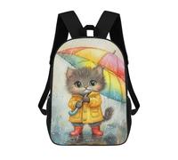 sinyumoney Rainy Day Kitten with Umbrella-8 Sac À Dos Scolaire, Sac À Dos Professionnel, Sac À Dos Imperméable Pour Le Camping, Les Aventures En Plein Air Et Les Voyages Quotidiens 17inch