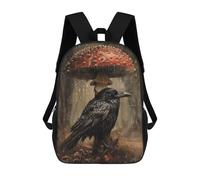sinyumoney Rainy Forest Mushroom Crow Sac À Dos Scolaire Imprimé En 3D, Sac À Dos Tendance Pour Enfants, Sac À Dos Pour Garçons, Élèves Du Collège 17inch