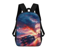 sinyumoney Rainy Night Racing Adventure Sacs À Dos Tendance Imprimés En 3D 17inch Sac D'école Décontracté Pour Enfants, Garçons, Élèves Du Primaire Et Du Collège