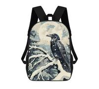 sinyumoney Raven And The Winter Moon Sac À Dos Scolaire Pour Enfants Imprimé En 3D, Idéal Pour Les Voyages Et Les Livres 17inch
