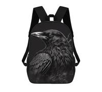 sinyumoney Raven Black Retro Sacs À Dos Tendance Imprimés En 3D 17inch Sac D'école Décontracté Pour Enfants, Garçons, Élèves Du Primaire Et Du Collège