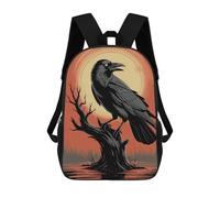 sinyumoney Raven on A Branch at Sunset Sac À Dos Scolaire Pour Enfants Imprimé En 3D, Idéal Pour Les Voyages Et Les Livres 17inch