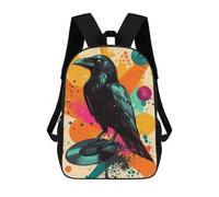 sinyumoney Raven on Vinyl Record Pop Art Sac À Dos Scolaire Pour Filles Et Garçons, Grande Capacité, Léger, Pour Enfants Et Étudiants 17inch