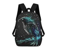 sinyumoney Raven Sacs À Dos Tendance Imprimés En 3D 17inch Sac D'école Décontracté Pour Enfants, Garçons, Élèves Du Primaire Et Du Collège