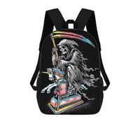 sinyumoney Reaper on A Rainbow Unicorn Ride Sac À Dos Imprimé 3D Pour Enfants, Sac À Dos Léger Pour Écoliers Et Écoliers, Sac À Goûter Pour La Crèche 17inch
