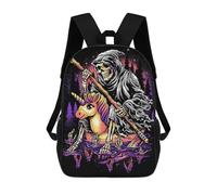 sinyumoney Reaper Riding Unicorn Sacs À Dos Scolaires Pour Garçons Et Filles, Sacs À Dos Décontractés Pour Le Sport, Sacs À Dos De Grande Capacité Pour L'école Primaire 17inch