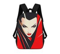 sinyumoney Red And Black Female Portrait Sacs À Dos Pour Enfants, Cartables Imprimés En 3D, Sacs À Dos Pour Élèves Du Primaire Et Du Collège (garçons Et Filles) 17inch