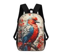 sinyumoney Red And Blue Bird Painting Sac À Dos Enfant, Cartable Imprimé En 3D Pour Garçons Et Adolescents 17inch