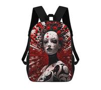 sinyumoney Red And White Artistic Portrait Sac À Dos Enfant, Sac D'école, Sac À Dos Imprimé 3D Avec Motif De Dessin Animé, Grande Capacité, Pour Garçons Et Filles 17inch