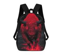 sinyumoney Red Buffalo with Glowing Eyes Sac À Dos Enfant, Sac D'école, Sac À Dos Imprimé 3D Avec Motif De Dessin Animé, Grande Capacité, Pour Garçons Et Filles 17inch