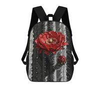 sinyumoney Red Cactus Flower Painting Sac À Dos, Cartable Imprimé En 3D, Sac À Goûter, Sac À Dos De Voyage, Sac À Dos Entre Amis, Sac À Dos Scolaire Pour Filles Et Garçons 17inch