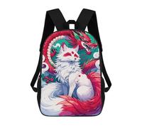 sinyumoney Red Dragon And Art Fox Sacs À Dos Pour Enfants 17inch Sac À Dos Scolaire, Sac D'école Imprimé En 3D Pour Garçons, Élèves Du Primaire Et Du Collège