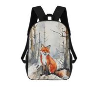 sinyumoney Red Fox in Winter Forest Sac À Dos Scolaire Pour Adolescents, Imprimé En 3D, Ajustable, À Poches Tendance, Pour Enfants, Garçons, Filles, Étudiants Et Adolescents 17inch