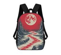 sinyumoney Red Moon Fantasy Landscape Sacs À Dos Scolaires Pour Enfants, Sac D'école Imprimé En 3D Pour Garçons, Élèves Du Primaire Et Du Collège 17inch