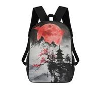 sinyumoney Red Moon Japan Sac À Dos, Cartable Imprimé En 3D, Sac À Goûter, Sac À Dos De Voyage, Sac À Dos Entre Amis, Sac À Dos Scolaire Pour Filles Et Garçons 17inch