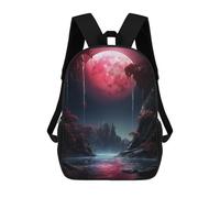 sinyumoney Red Moon Landscape Fantasy Sacs À Dos Tendance Imprimés En 3D 17inch Sac D'école Décontracté Pour Enfants, Garçons, Élèves Du Primaire Et Du Collège