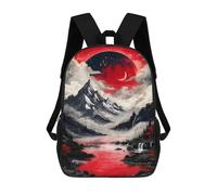 sinyumoney Red Moon Mountain Landscape Sacs À Dos Imprimés En 3D Pour Enfants, Sacs D'école Tendance Pour Garçons, Sacs De Voyage, Sacs Scolaires Pour Élèves Du Primaire 17inch