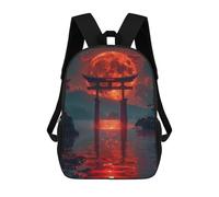 sinyumoney Red Moon Torii Gate Sac À Dos Enfant Imprimé En 3D, Sac D'école Pour Garçons, Sac À Dos Cool Et Décontracté, Sac À Dos Amusant Pour Enfants Et Adolescents 17inch