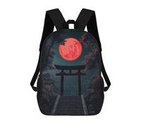 sinyumoney Red Moon Torii Gate Sacs À Dos Scolaires Pour Enfants, Sac D'école Imprimé En 3D Pour Garçons, Élèves Du Primaire Et Du Collège 17inch