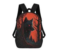 sinyumoney Red Moon Wolf Art Print Sacs À Dos Scolaires Pour Enfants, Sac D'école Imprimé En 3D Pour Garçons, Élèves Du Primaire Et Du Collège 17inch