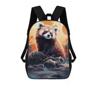 sinyumoney Red Panda Moonlit Journey Sac À Dos Scolaire Pour Enfants 17 Pouces, Sac À Dos Décontracté Pour Les Voyages, Grand Sac À Dos De Jour Pour Garçons Et Filles 17inch