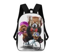 sinyumoney Red Panda with Poodle Dog Sac À Dos Scolaire Pour Filles Et Garçons Avec Poche, Sac À Dos Tendance Pour Enfants 17inch