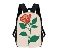 sinyumoney Red Rose Illustration Sacs À Dos Imprimés En 3D Pour Enfants 17inch Sacs À Dos Tendance Et Décontractés Pour La Journée, Sacs De Voyage, Sacs À Dos D'extérieur Pour Garçons Et Filles