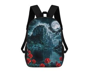sinyumoney Red Rose in Cliff Night Sacs À Dos Imprimés En 3D Pour Enfants 17inch Sacs À Dos Tendance Et Décontractés Pour La Journée, Sacs De Voyage, Sacs À Dos D'extérieur Pour Garçons Et Filles