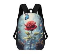 sinyumoney Red Rose in Forest Sac À Dos Scolaire Pour Filles Et Garçons, Sac À Dos Avec Poche, Sac À Dos Tendance Pour Enfants 17inch