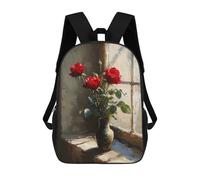 sinyumoney Red Roses by Window Sacs À Dos Scolaires Pour Enfants, Sac D'école Tendance, Sac D'école Imprimé En 3D Pour Garçons, Élèves Du Primaire Et Du Collège 17inch