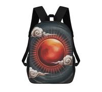 sinyumoney Red Sun with Clouds Digital Art Sac À Dos Scolaire Imprimé En 3D, Sac À Dos Décontracté Pour Enfants, Sac D'école Imprimé En 3D Pour Garçons, Primaire Et Collège 17inch