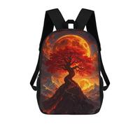 sinyumoney Red Tree Under Fiery Moon Sac À Dos Enfant, Cartable Imprimé En 3D Pour Garçons Et Adolescents 17inch