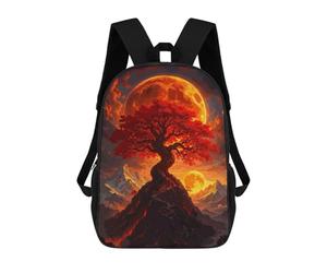 sinyumoney Red Tree Under Fiery Moon Sac À Dos Enfant, Cartable Imprimé En 3D Pour Garçons Et Adolescents 17inch