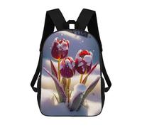 sinyumoney Red Tulips Flowers in Snow Sac À Dos Imprimé En 3D Pour Garçons, Sac D'école Grande Capacité, Sac De Voyage, Sac À Livres, Sac D'école Pour Garçons, Mochila 17inch