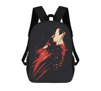 sinyumoney Red Wolf Howling at Night Sac À Dos Scolaire Pour Enfants 17 Pouces, Sac À Dos Décontracté Pour Les Voyages, Grand Sac À Dos De Jour Pour Garçons Et Filles 17inch
