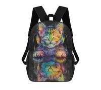 sinyumoney Reflection Cat Listening M Sac À Dos Enfant, Cartable Imprimé En 3D Pour Garçons Et Adolescents 17inch