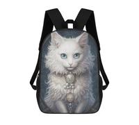 sinyumoney Regal White Cat Portrait -1 Sac À Dos, Cartable Imprimé En 3D, Sac À Goûter, Sac À Dos De Voyage, Sac À Dos Entre Amis, Sac À Dos Scolaire Pour Filles Et Garçons 17inch