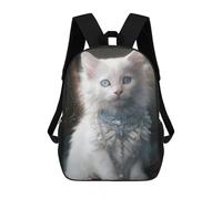 sinyumoney Regal White Cat Portrait -5 Sacs À Dos Pour Enfants, Sac À Dos Scolaire, Sac À Dos Imprimé En 3D Pour Enfants, Sac À Dos De Voyage, Sac À Livres, Sac D'école Pour Enfants 17inch