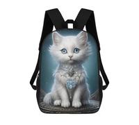 sinyumoney Regal White Kitten Portrait Sac À Dos Scolaire Pour Enfants Imprimé En 3D, Idéal Pour Les Voyages Et Les Livres 17inch