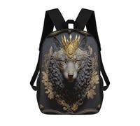 sinyumoney Regal Wolf Portrait -2 Sac À Dos Imprimé En 3D, Sac D'école Décontracté Et Tendance Pour Enfants, Sac D'école Pour Garçons, Collégiens 17inch