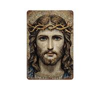 sinyumoney Religious Icon Mosaic Art Affiche Rétro En Métal, Plaque Décorative Chic En Fer Forgé Pour Atelier, Salle De Jeux, Bar, Cuisine11.8 x7.9